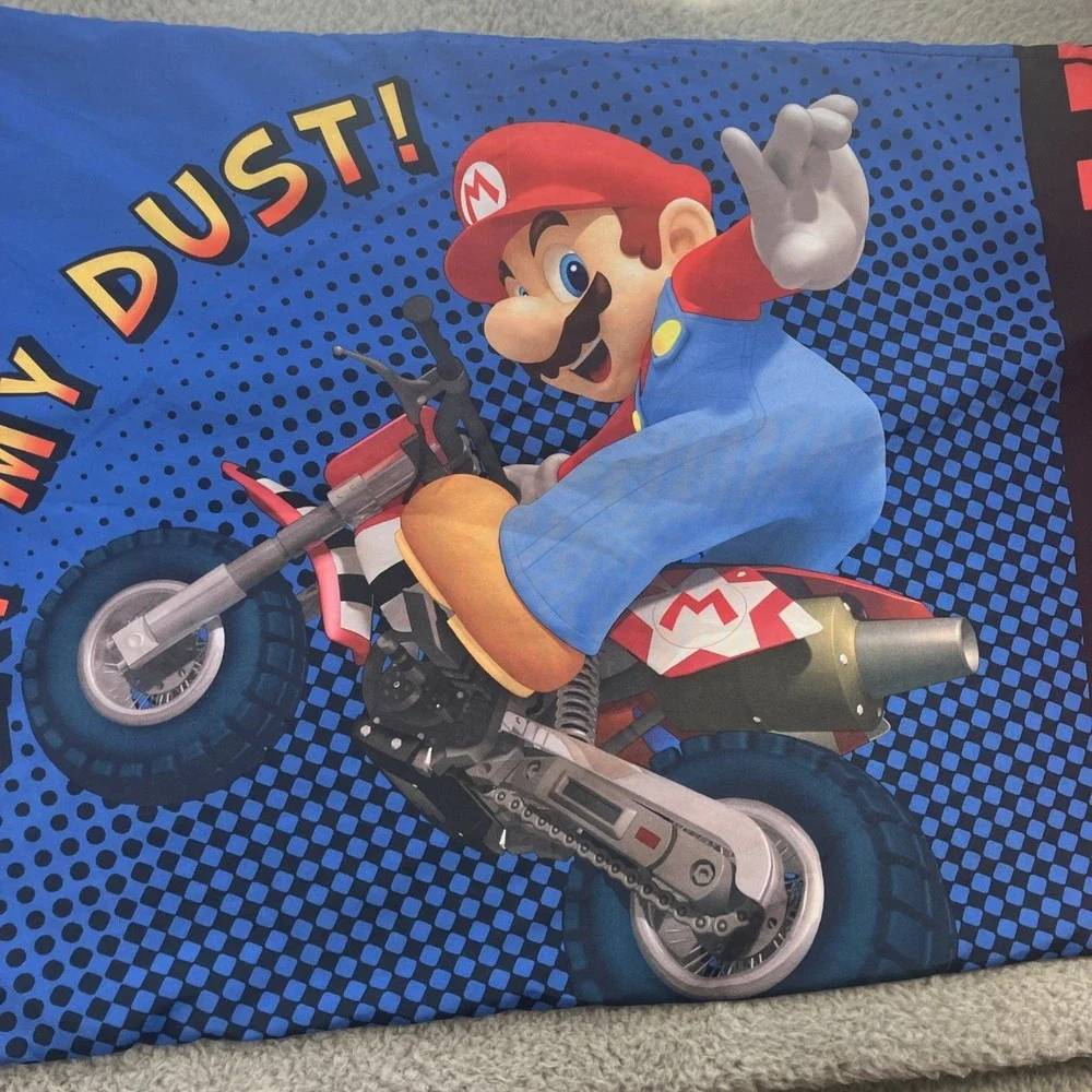 Nintendo Pillowcase‎ Mario Kart Wii Luigi Eat My Dust 2011 Kidcore Gamer Bedroom